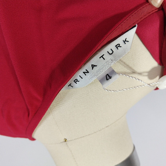Trina Turk Zest Dress Size 4 NWT Sangria Red Batwing Shirred Skirt Surplice - Picture 9 of 12